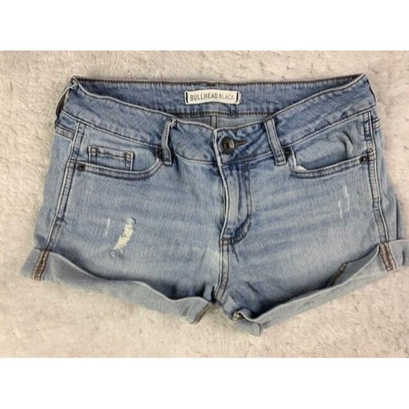 Bullhead Black Size 3 Womens Jeans Shorts Light Wash Stretch Low Rise Di… - Picture 1 of 4